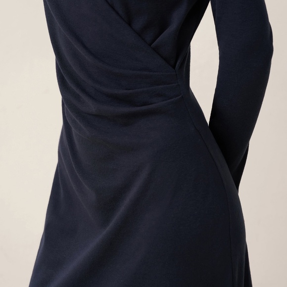 Linen Crossover V-Neck Wrap Stretch Midi Dress MARNIE - Picture 9 of 12